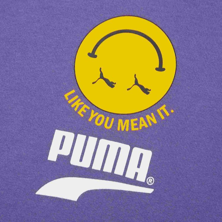 Puma Letter Logo Printed Hooded Long Sleeve Sweatshirt Unisex sweatshirt Violet 530368-13