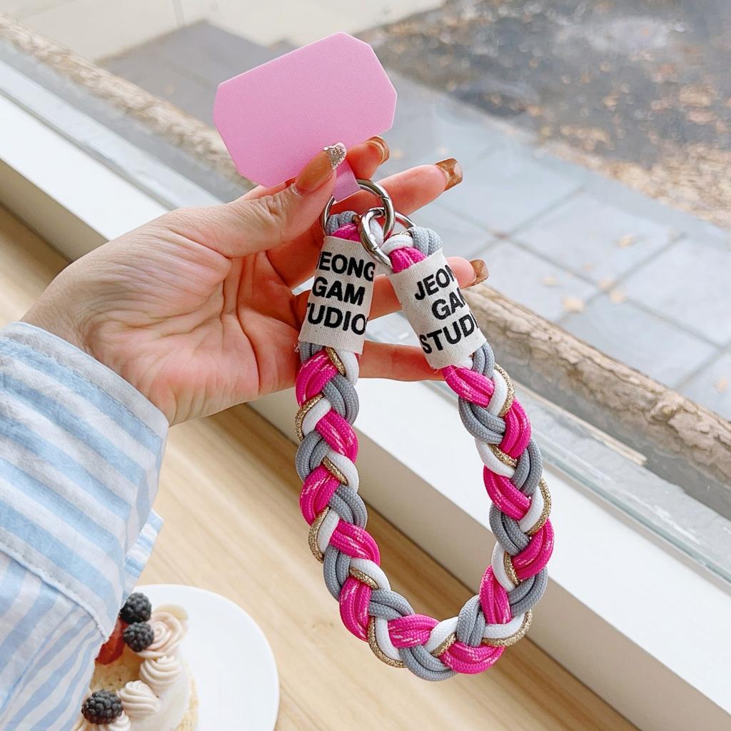 Cute Coloful Knitted Gold Wire Lanyard Phone Strap Keycord Hanging Trousers Accessories Stylish Anti-loss Keychain Wrist Rope