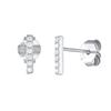 Fenny Fashion 925 Sterling Silver Versatile Diamond Pave Bar Piercing Stud Earring for Women Europe and America Hot Sell Jewelry