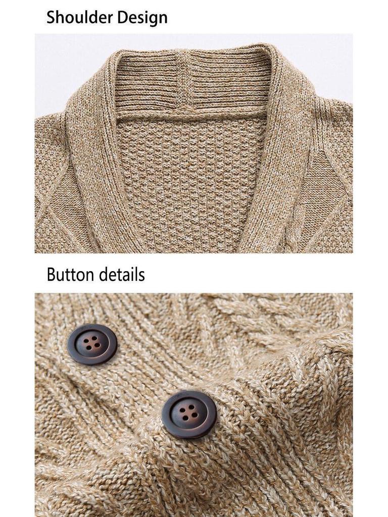 Men's Korean Style Knit Cardigan - Long Sleeve, Autumn Casual, Solid Color Sweater