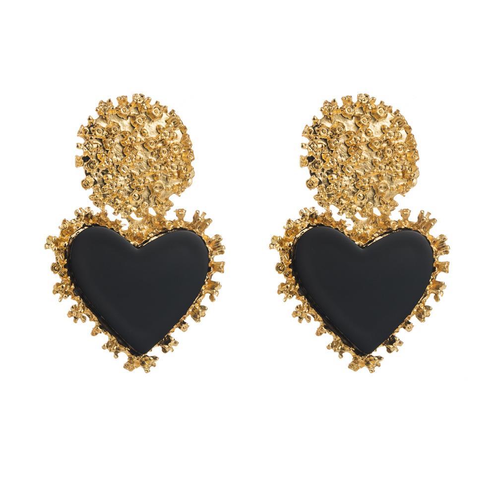 Retro Ohrringe Legierung Harz Herzanhänger Ohrringe Schlicht Elegant Modisch Und Party Ohrringe