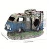 1PCS Décoration Paysagère d'Aquarium Résine Épave de Voiture Décoration d'Aquarium Vieux Bus Ornements d'Aquarium Artisanat Cadeaux