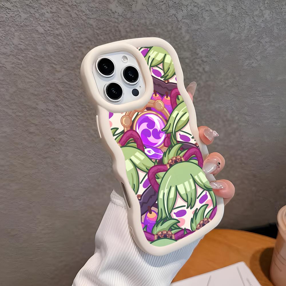 Spiel GI Kuki Shinobu Handyhülle für iPhone 17 16 15 14 13 12 11 Air Pro Max Plus Wellige Kante TPU Bunte Hülle Smartphone