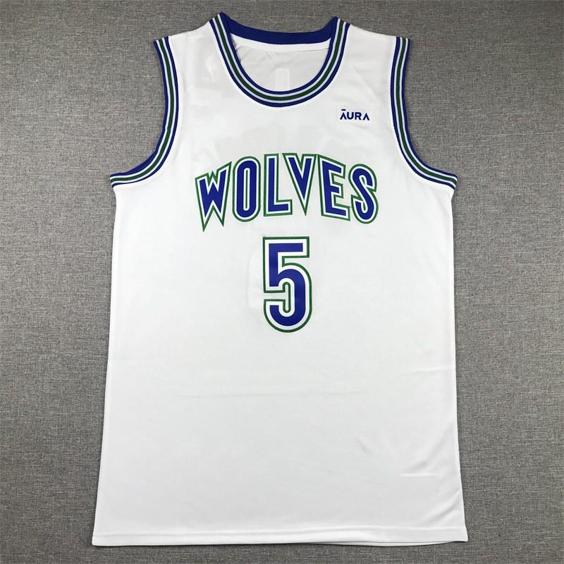 Mens Minnesota Timberwolves 5 Anthony Edwards Embroidered Basketball Jersey Cotton Blend Performance Sportswear