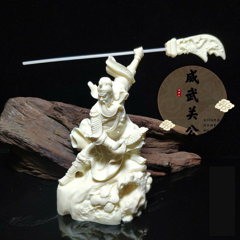 Ivory Fruit Carving Guangong Statue, Garan Bodhisattva, Wu Caishen Buddha Statue, fortune calling, Home Decoration