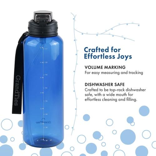 GRANDTIES Sports Tritan Plastic Water Bottle with Straw, Removable, Leakproof, BPA-Free, Dishwasher Safe, Travel Water Bottle with Strap ? Reusable Wa