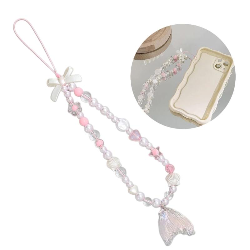 Aesthetic Phone Wrist Strap Beaded Phone Lanyard Bracelet Keychain Phone String Phone Charms Phone Decoration Accessory