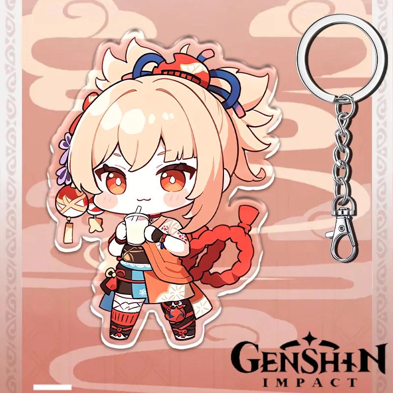 Portachiavi Acrilico Genshin Impact da 12cm Accessori Zaino Studente Hu Tao Yoimiya Zhongli Raiden Shogun Accessori Regali per Feste