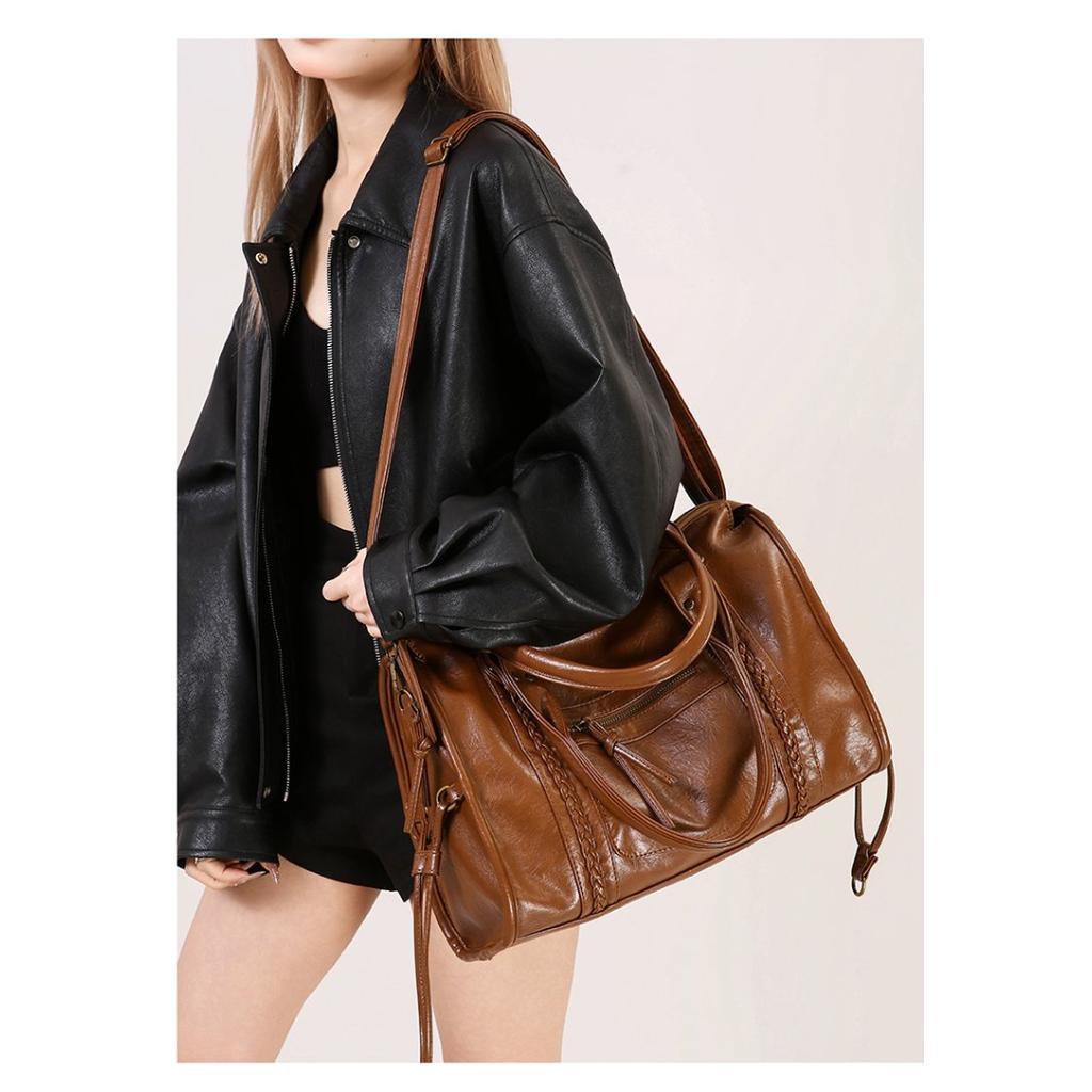 Handbag Unisex Faux leather Multi Pocket Adjustable Strap Daily Commute