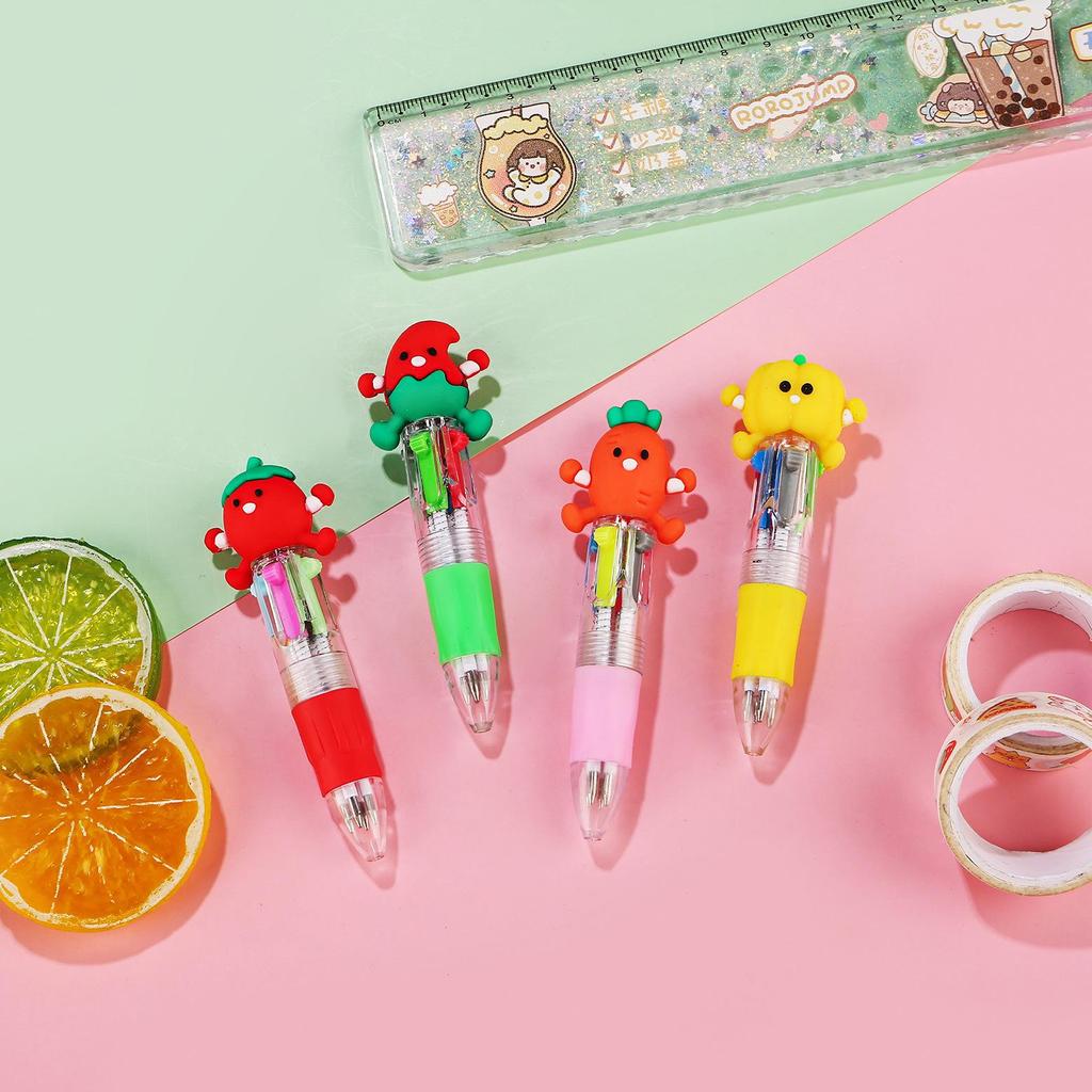 Korean Cute Animal Head 4-Color Click Ballpoint Pen
