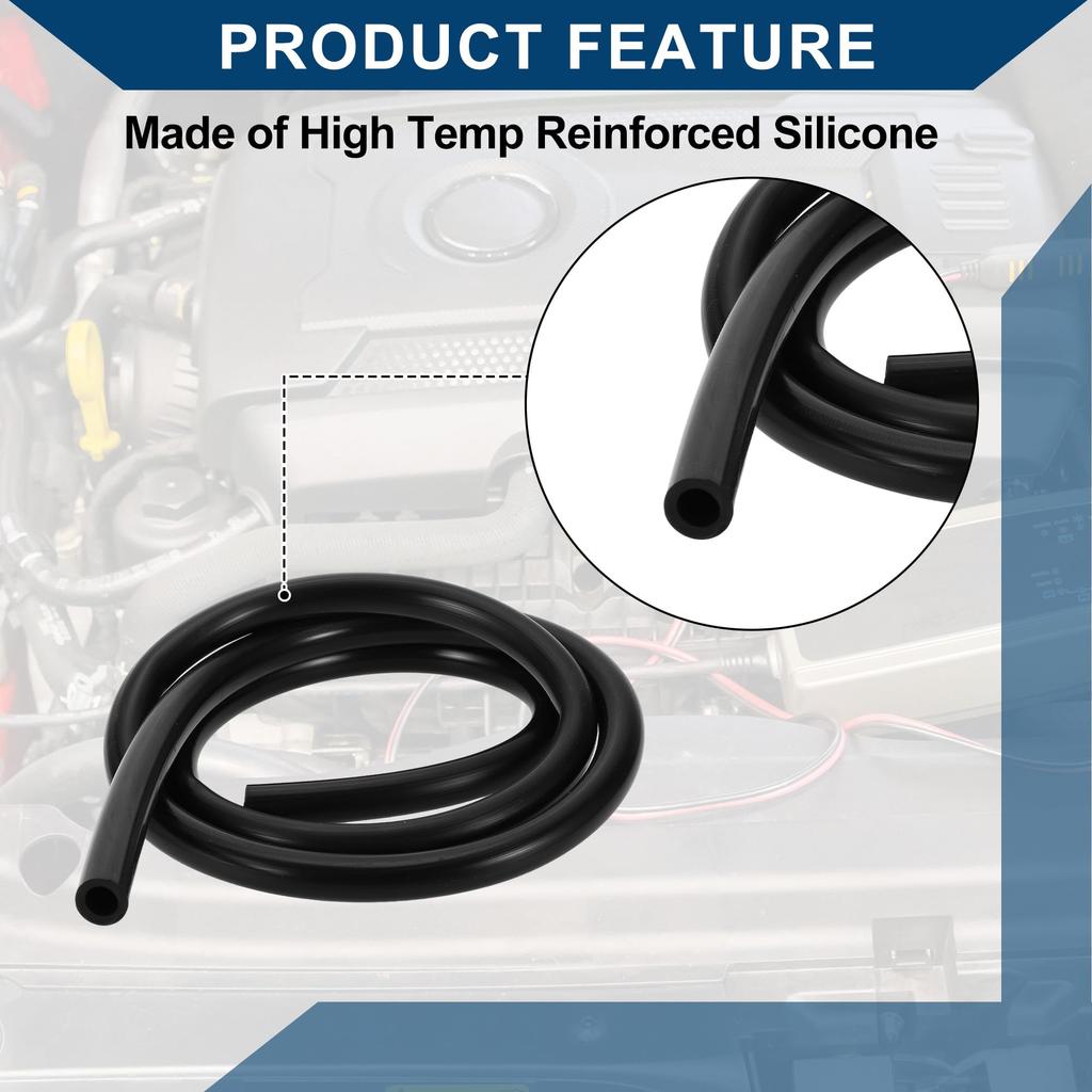Hihaha Silicone Vacuum Tube Hose for Automobile Vacuum Line High Temperature 5.5ft 1/2" 12mm Inner Diameter 3.5mm Thickness 1pc Black