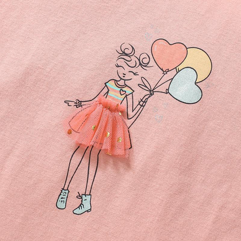 Summer New Children's Short-sleeved T-shirt Pure Cotton Girls Mesh Printed Tops Children's Clothing