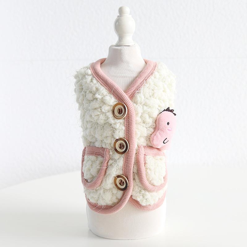 Cartoon Animal Velvet Vest Autumn and Winter Teddy Cat Clothing Pet Clothing Dog Clothing Dog Accessories Designer Dog Clothes