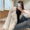 Women's New Raccoon Fur Jacket Women's Long Fox Hair Suit Collar Fur Coat Loose Casual Trench Coat