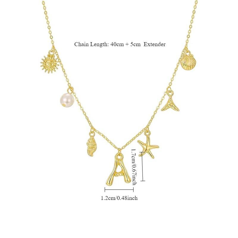 

Позолоченные 14-каратным золотом ожерелья-подвески с инициалами для женщин и девушек, водонепроницаемое бохо ожерелье с морской звездой для серфера и пляжа