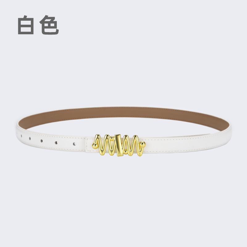 Belt Women'S Jeans Leather Simple Style Decoration Black Casual Thin Belt Tide
