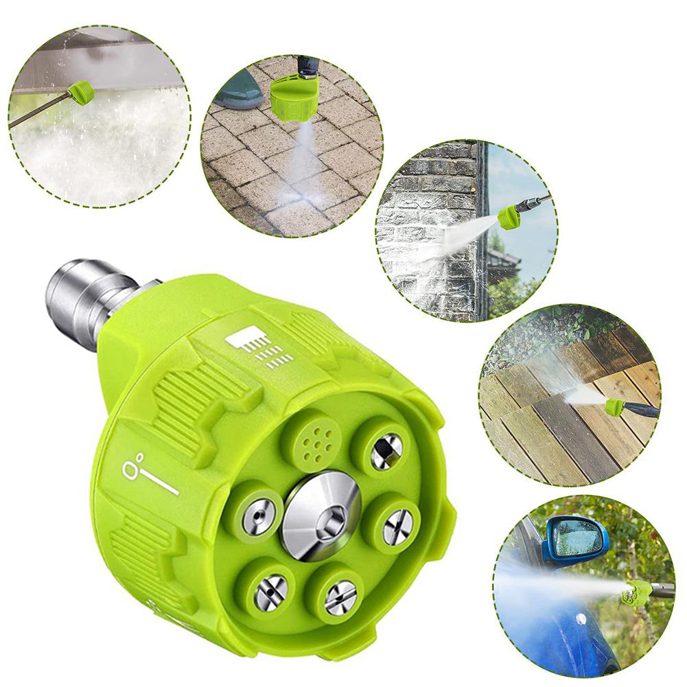 6-in-1 Pressure Washer Nozzle Multifunctional 1/4Inch Change-Over Nozzle Quick Connect Stainless Steel Car Washing Nozzle