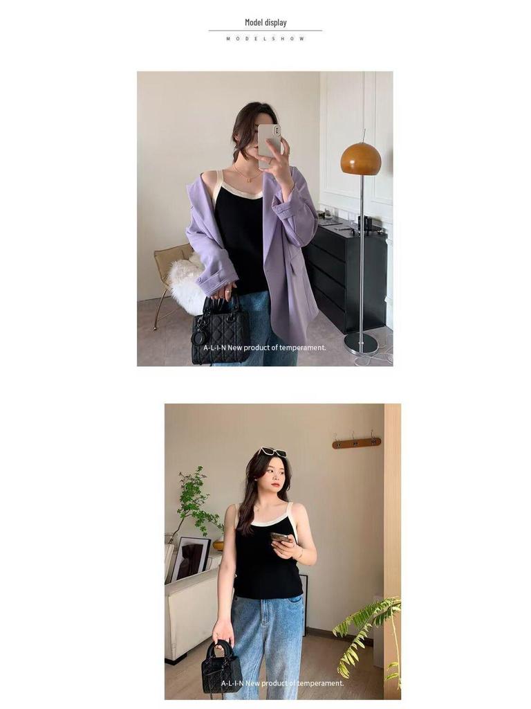 Plus Size Camisole Top: Women's Loose Sleeveless Inner Layer, Tummy-Slimming Base, Versatile for Spring/Autumn (80-200 Jin).