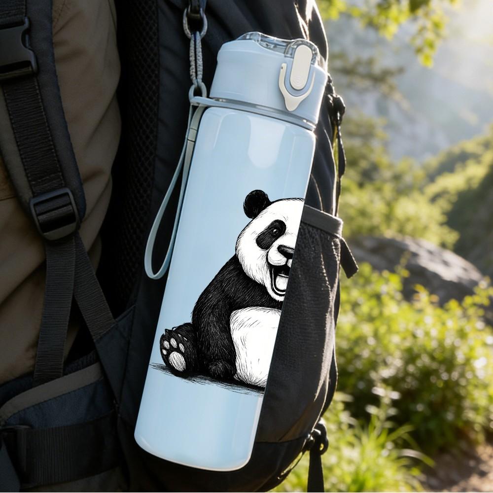 1PC Giant Panda Bear 750ml Color Plastic Sports Water Bottle Leakproof Flip Straw Lid Suitable for Sports Office Home Use