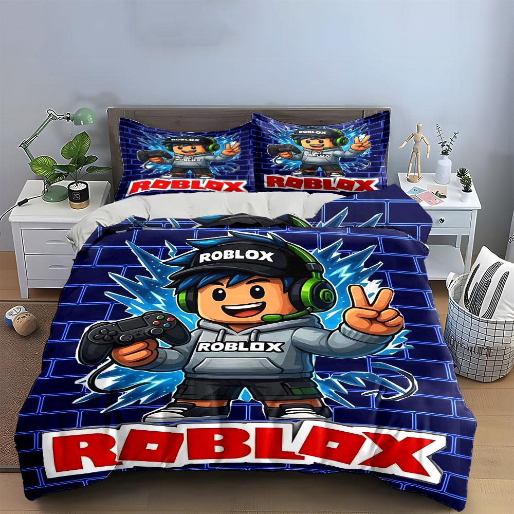 Roblox Herní Povlečení Sada Povlečení Potah na Peřinu Sada Potahů na Peřinu Povlaky na Polštáře (1 * Povlak na peřinu 2 * Povlaky na polštář, bez náplně do peřiny)