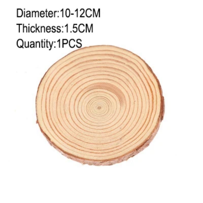 3-12cm Thick Natural Pine Round Unfinished Wood Slices Circles with Tree Bark Log Discs DIY Crafts Rustic Wedding Party Painting