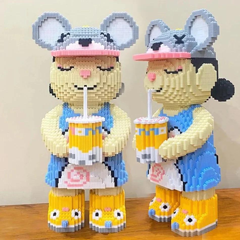 46cm Fluid Art Bear Building Blocks Kawaii Violent Bear Half Anatomy Bear Brick Figure Model Mini Bricks Toys for Birthday Gift