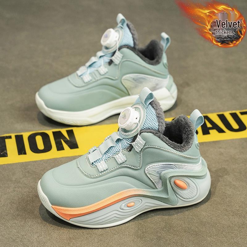 Chaussures de Basketball d'Hiver 2025 pour Garçons en Coton - Doublure en Velours, Antidérapantes, Résistantes à l'Usure, Chaudes, Chaussures de Sport pour Grands Enfants