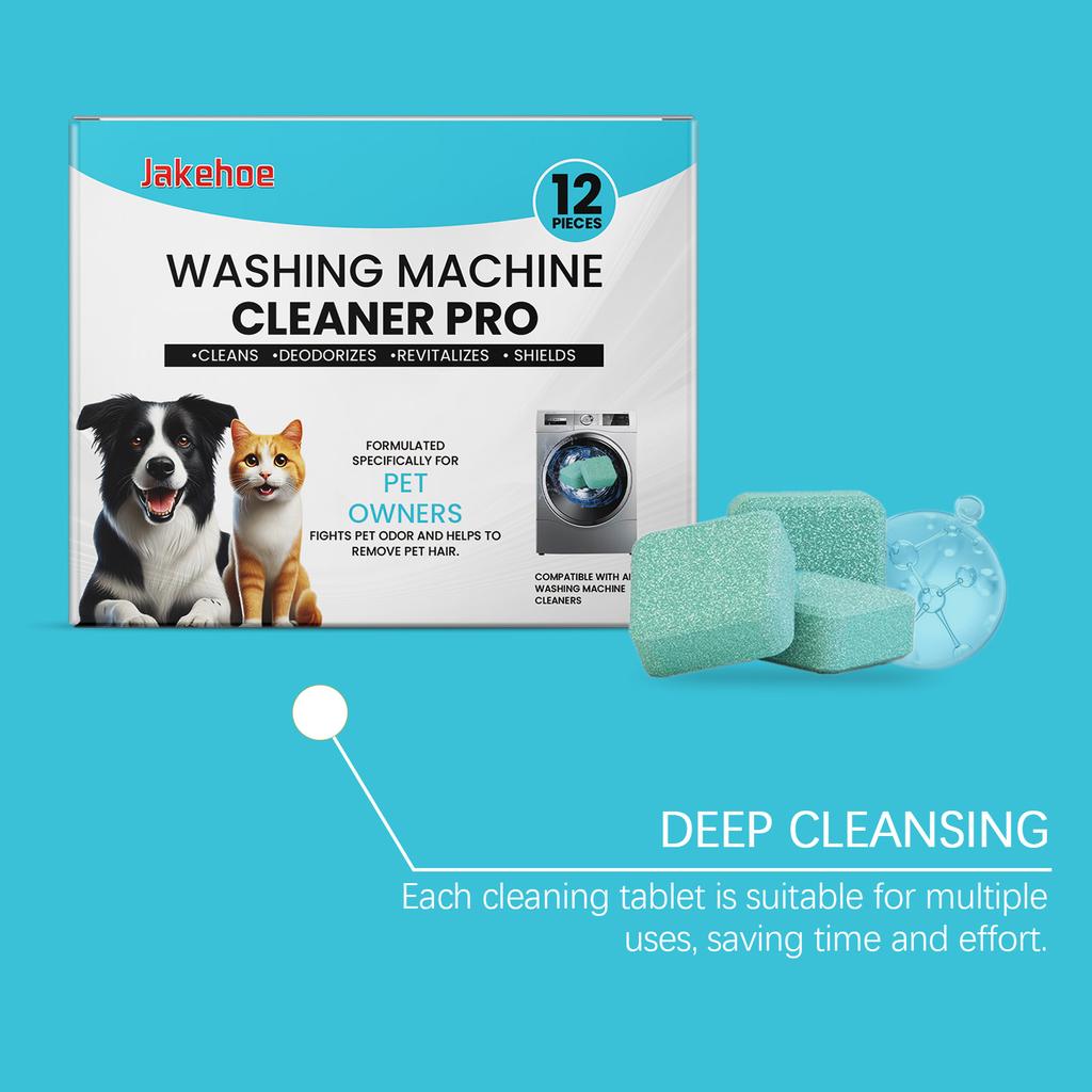 Jakehoe Washing Machine Cleaner Tablets Formulated for Pet Owners Easily Removes Residue, Grime, and Odors