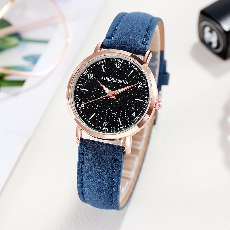 Fashion Quartz Analog Watches for Women Leather Strap Starry Sky Watch Casual Business Watch