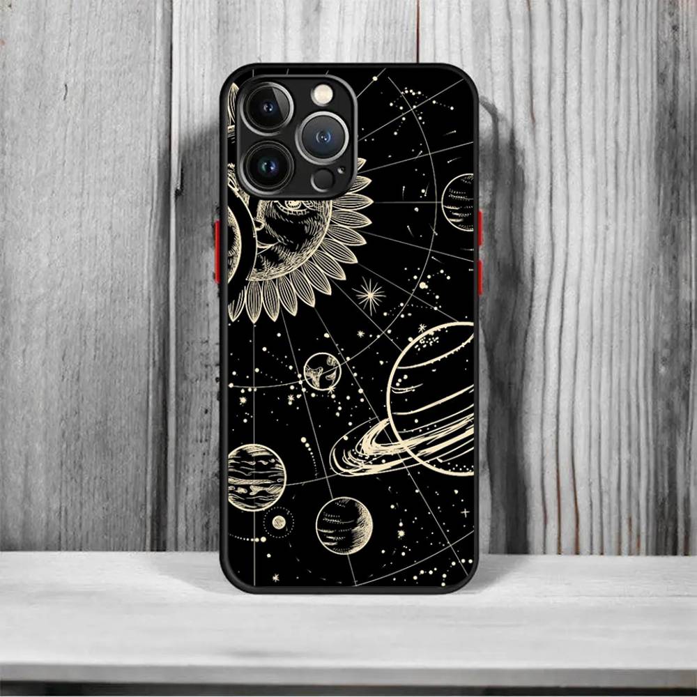 

Солнце Луна Облака Астрологический Ударопрочный Для iPhone X XR XS 11 12 13 14 15 16 pro Mini MAX прозрачный Матовый Чехол для Телефона iPhone 16e