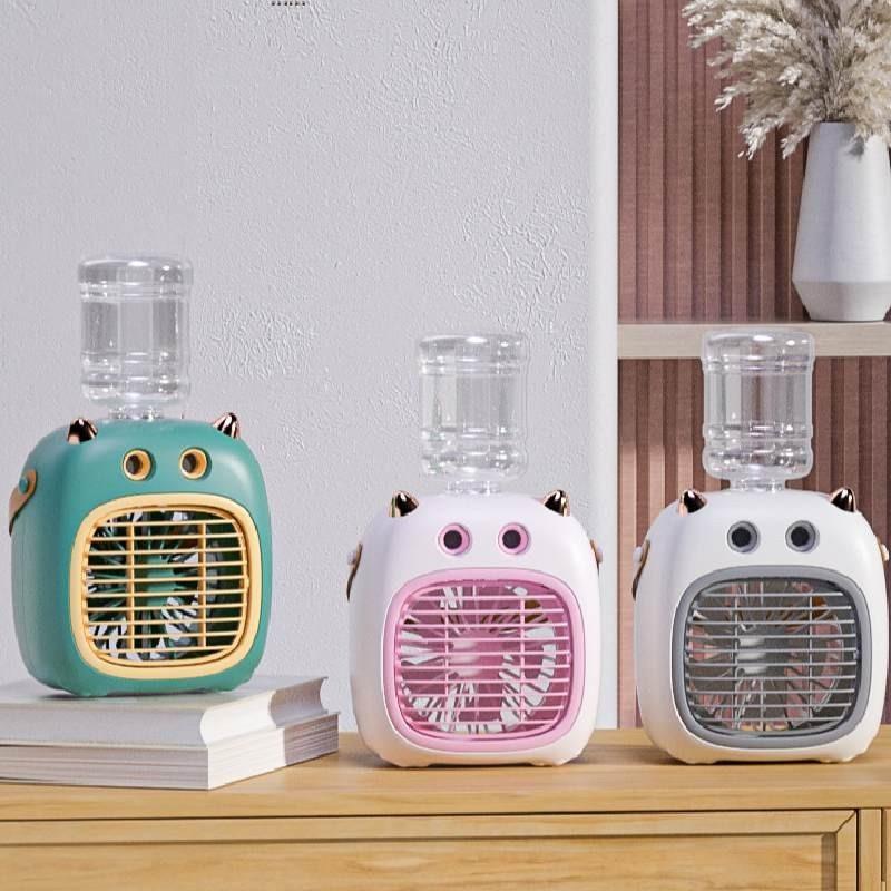 Tragbarer Mini Monster Dual-Sprüh-Befeuchtungsventilator Leiser wiederaufladbarer Schreibtischventilator