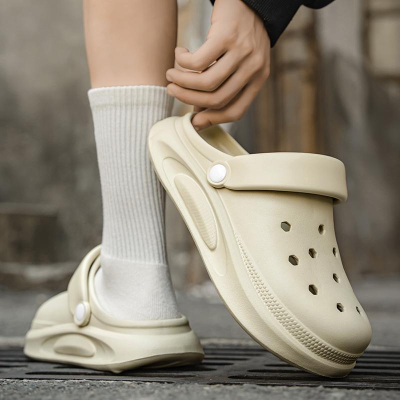 Mens And Women'S Couple Style Outside Slide Shoes, Summertime Anti-Skid Closed-Toe Sandal Shoes, Thick-Soled Outside Beach Footwear, Sandal Shoes
