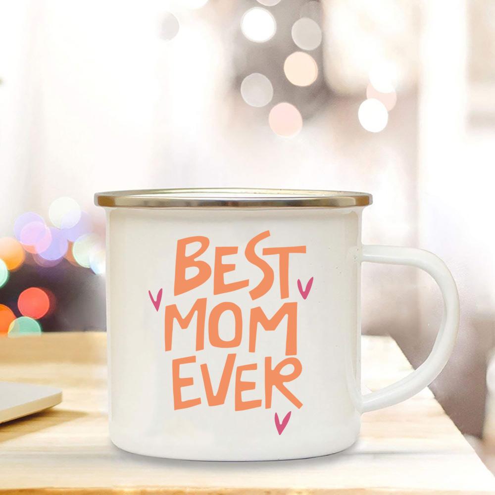 Emaille-Tassen „Best Mom Ever“ – Muttertagsgeschenk für Mama, Geburtstagsgeschenke für Mama, Tasse „Best Mom Ever“ – Kaffee-/Teetassen für Mama, Trinkbecher für Mutter