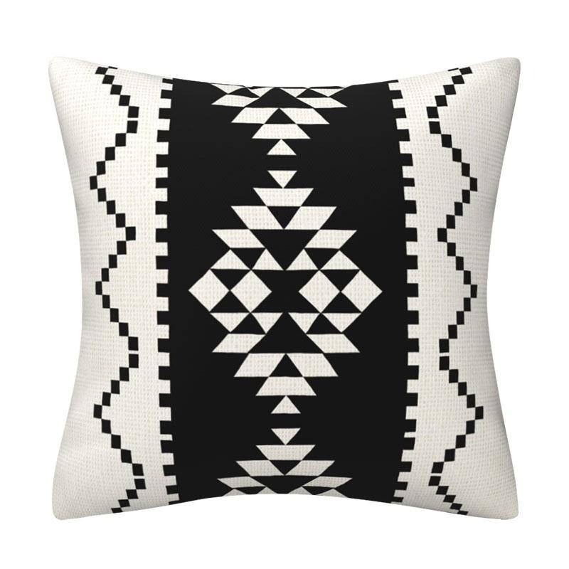 Cotton Linen Black White Geometric Decorative Throw Pillows Case Sofa Home Cushion Cover Almofadas Decorativas Para Sof