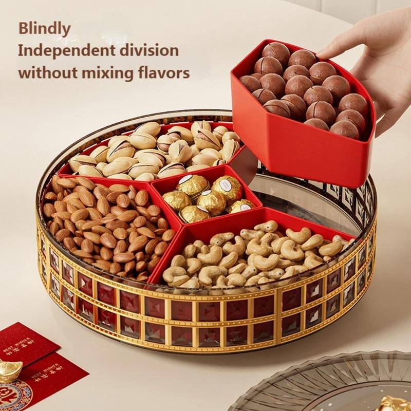 Rotating Fruit And Snacks Serving Tray Designed For Easy Access To Dry Fruits Nut And Candy During Family Gatherings