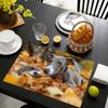 4pcs Set, Greyhound and Hedgehog Pattern Placemats, Fashionable Printed Table Mats, Suitable for Dining Tables, Kitchens, Parties, Indoor Use, Holiday