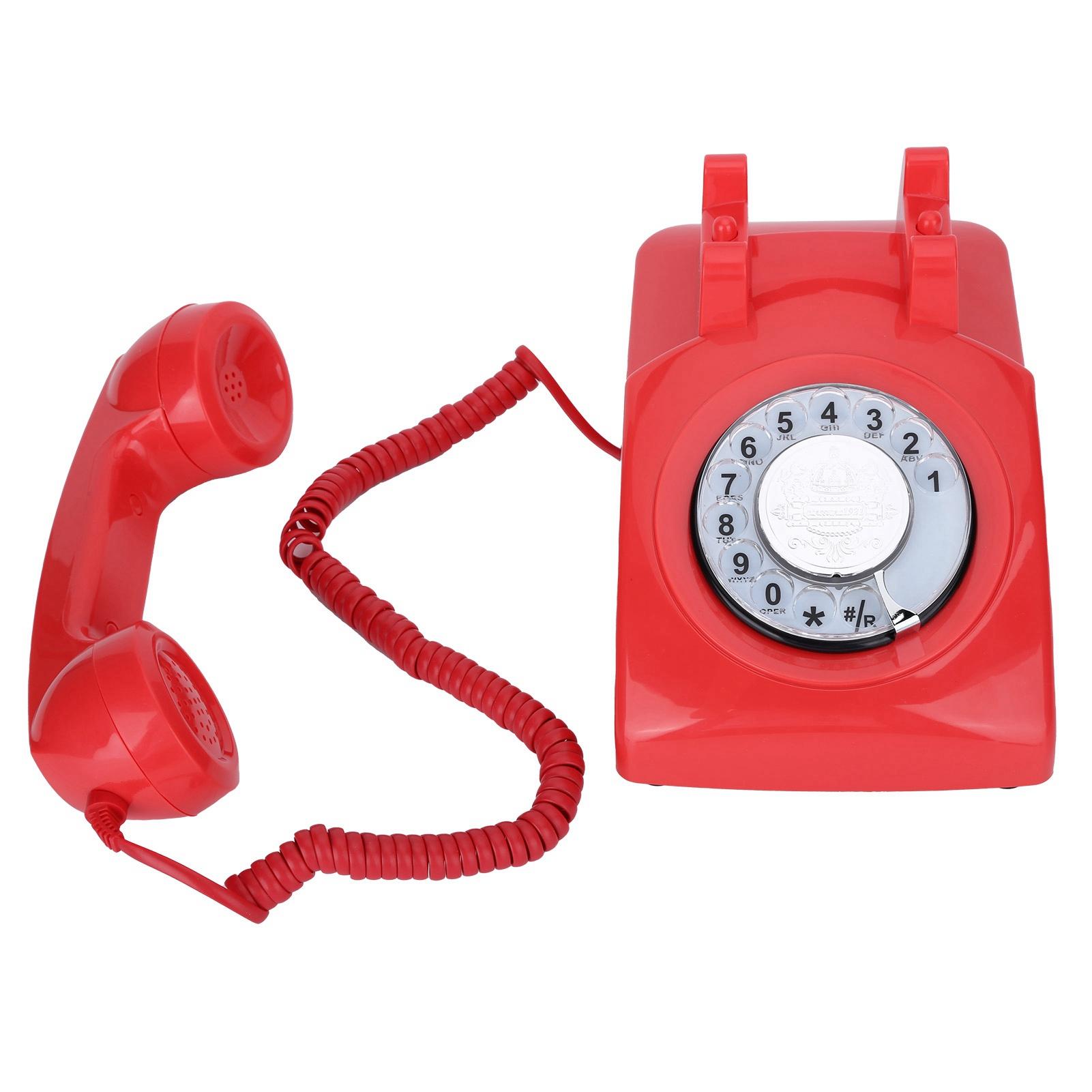 

CTN8019 вращающийся стационарный настольный телефон с вращающимся циферблатом, старинный стационарный телефон(красный ) красный