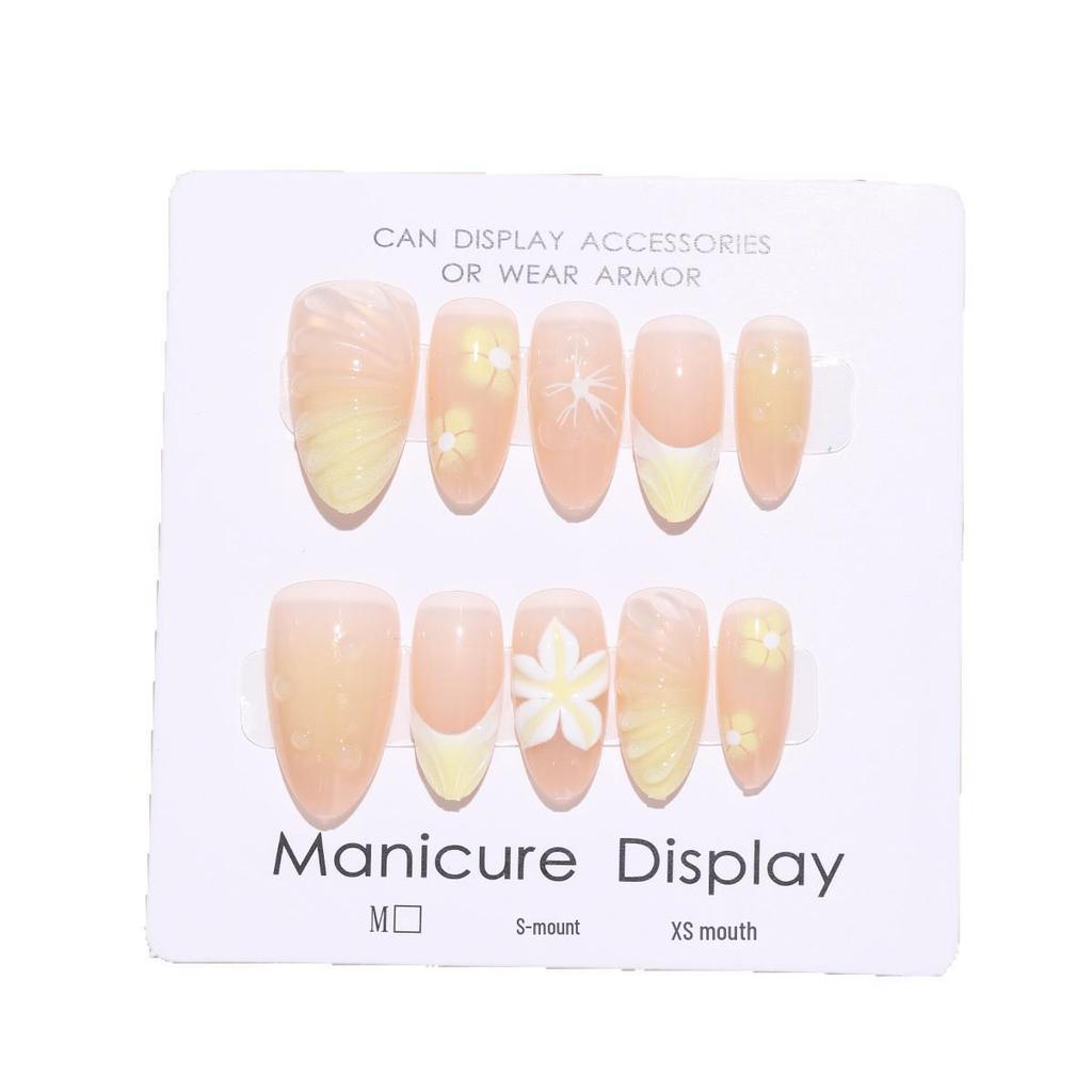 Dewdrop Spring Almond Nude 3D Water Drop Gradient Flower Nail Stickers