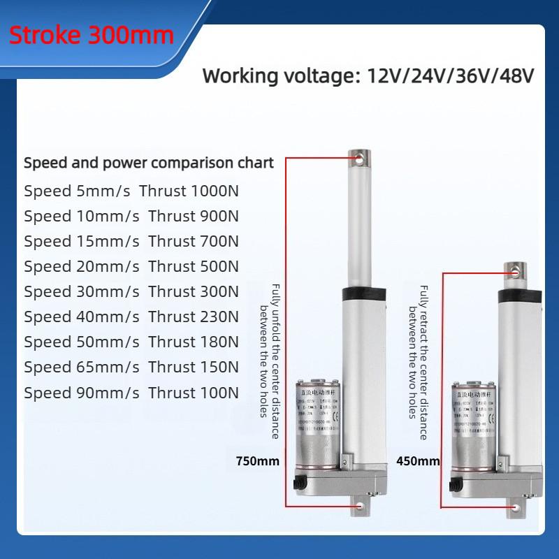 12V24V High Thrust Electric Push Rod Telescopic Rod Industrial Electric Lifting Rod DC Electric Motor Linear Actuator