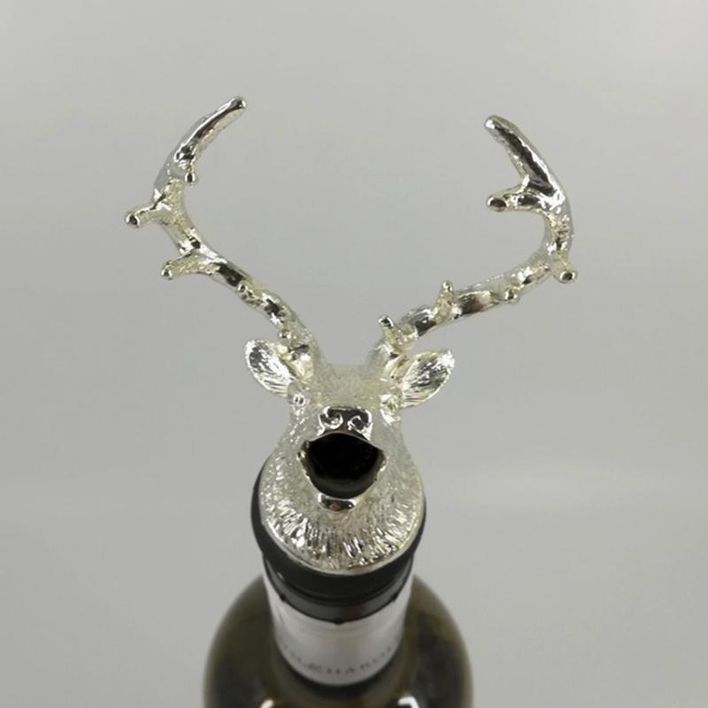 Kirsite Deer Head Bottle Stopper Decorative Deer Head Wine Stopper Stable Wine Pourer Add Charm To Parties