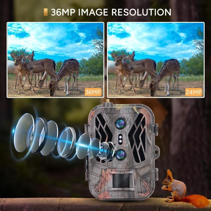 4G 120MP 4K 8000mAh LI Battery Outdoor Night Vision Dual-Lens Hunting Camera App Control Optional Live Streaming/Cloud/Email/FTP