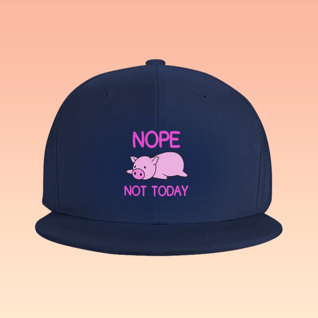 Nope Not Today Lazy Pig Graphic Baseball Cap Adjustable Polyester Casual Hip Hop Snapback Hat for Adults