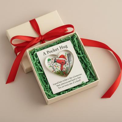 A Pocket Hug for Hairstylists with Greeting Cards Pocket Charm Hairdresser Gifts for Women Men Christmas Ornament
