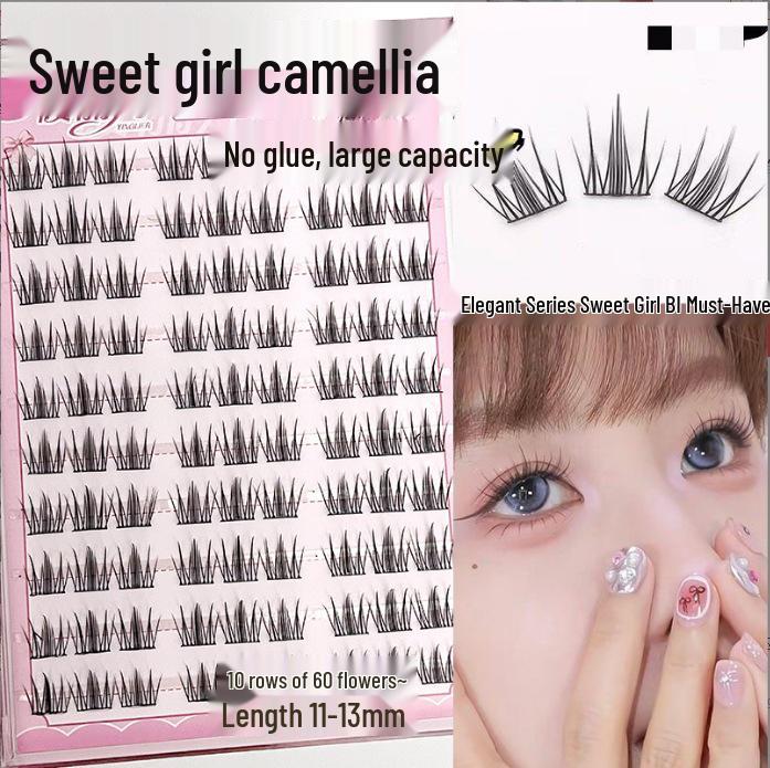 Ying Lier Natural Cluster Fox-Eye Eyelashes - Beginner-Friendly and Glue-Free