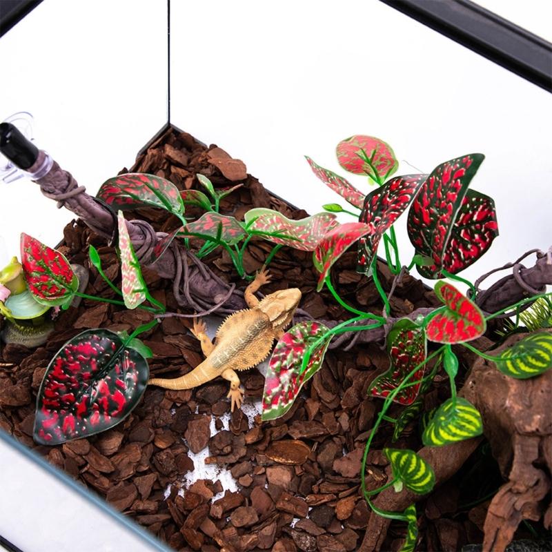 Artificial Branch for Reptiles Tanks Flexible and Safe Decoration Comfortable Environment Plant Vine with Suction Cup
