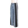 New Women's Patchwork Three-Stripe Wide Leg Jeans, Fashion Denim Straight Leg Stretch Pants for Casual Wear