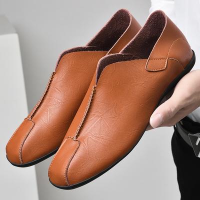 Nieuwe Casual Leren Instappers Heren Loafers Ademend Massief Leer Heren Platte Schoenen Lente En Herfst Mannelijke Sneakers Grote Maat 38 -47