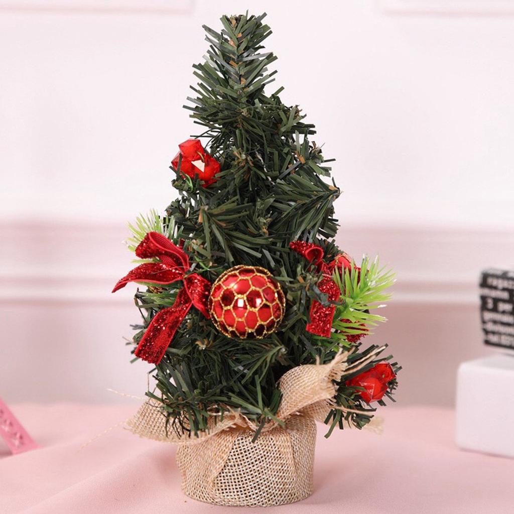 Tiny Table Top Christmas Tree with Ornaments for Festive Home Decor