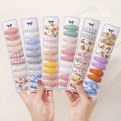 10/20 Pezzi Cotone Stampa Fermaglio per Capelli Forcina per Ragazza Tessuto Plaid Mini Mollette BB Copricapo Accessori per Capelli da Bambina Regalo di Capodanno