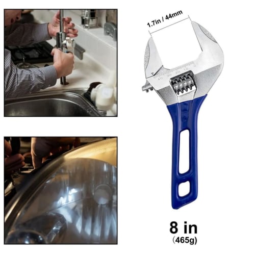 YWHWLX Adjustable Wide Adjustable Wrench, Vertical Type, for Pipes, Plumbing, and Faucet Work, 44mm Opening, Lightweight, and Multi-Function, for Repa